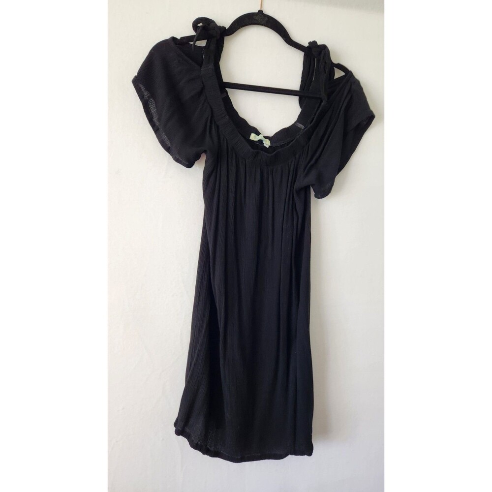 Santiki Women's Black  Gauzy dress With Cold Shoulder Straps Size Large
